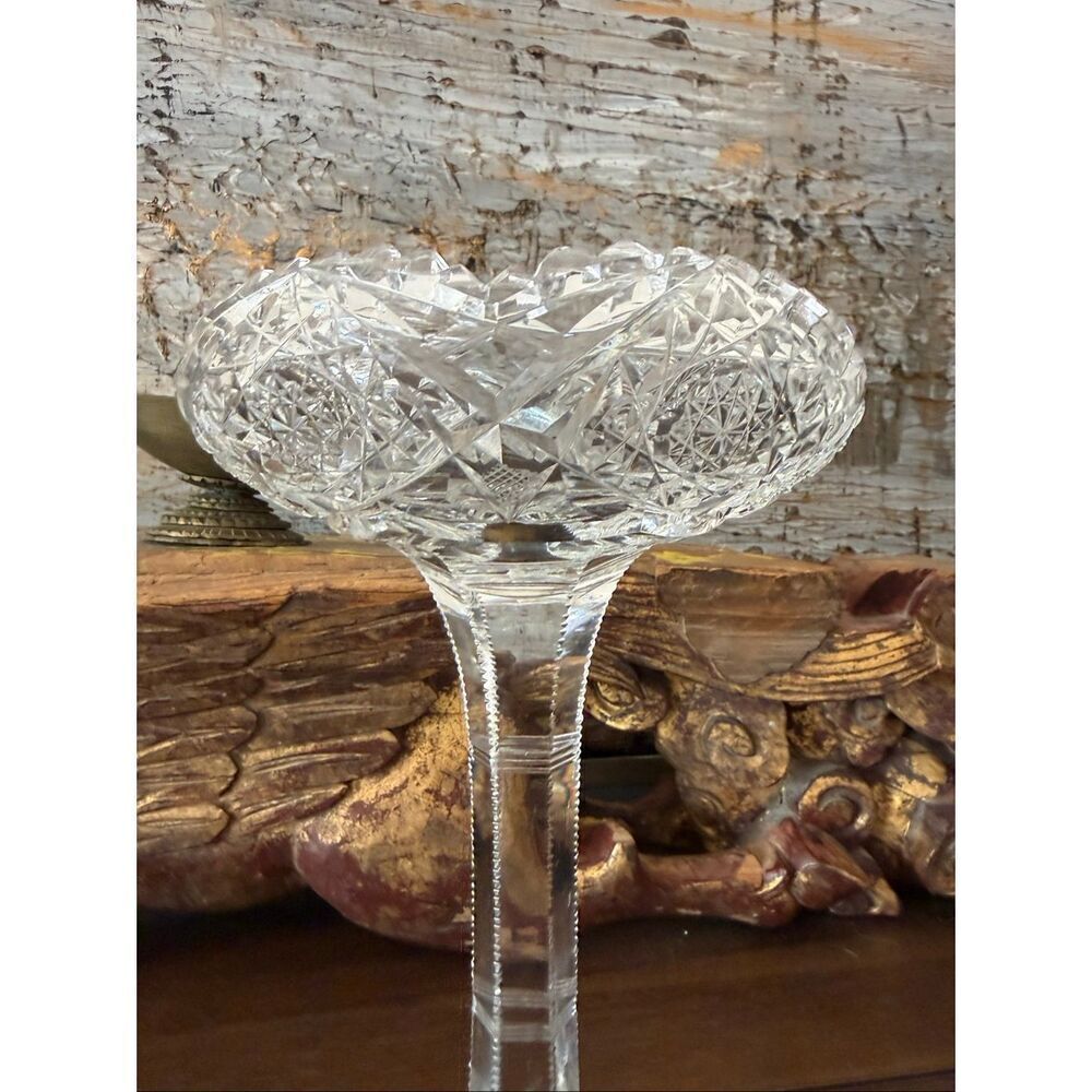 Elegant antique American Brilliant Period–style cut crystal compote heavy - Picture 3 of 9